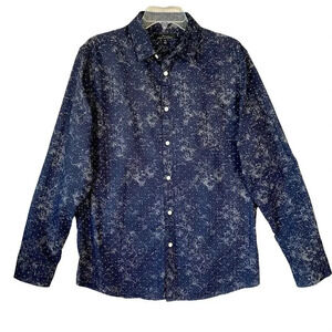 Marc Anthony Slim Fit Button Up Casual Shirt Luxury Long Sleeves M Blue Galaxy